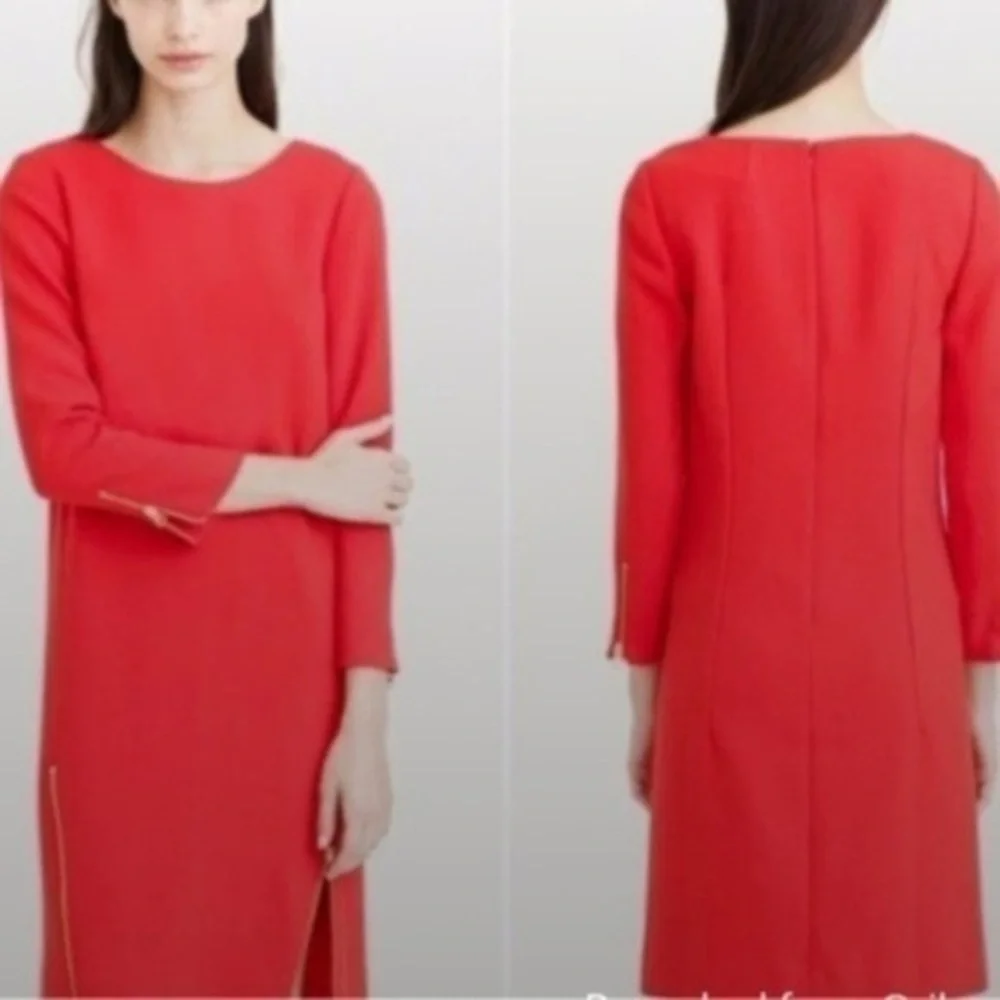 J. Crew Double Zip Shift Dress Size 10 Color Red